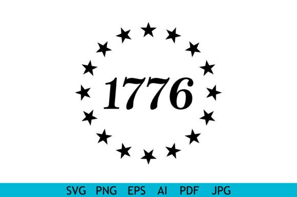 1776 Stars Circle Typography Design: A Patriotic Design Asset