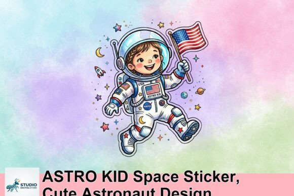 ASTRO KID Space Sticker: A Cute Astronaut Design for Modern Projects