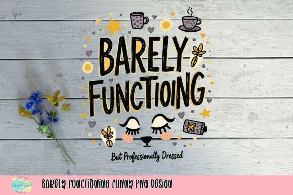 Barely Functioning Funny PNG Design: A Relatable Asset