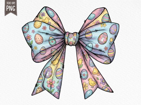 Easter Coquette Bow PNG Pastel Design: A Designer's Asset