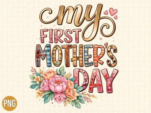 Floral My First Mother's Day Design PNG for Creative Projects