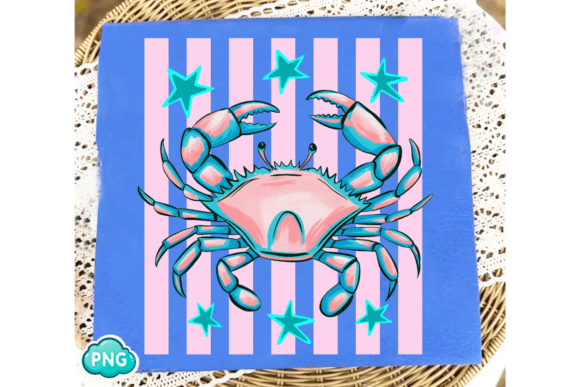 Funny Coastal Crab PNG: A Stripes Design for Creative Projects