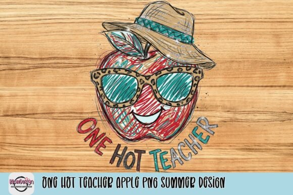 One Hot Teacher Apple PNG: A Vibrant Summer Design Asset