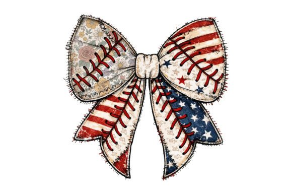 Patriotic Patchwork Bow Design: A Vintage Asset for Modern Projects