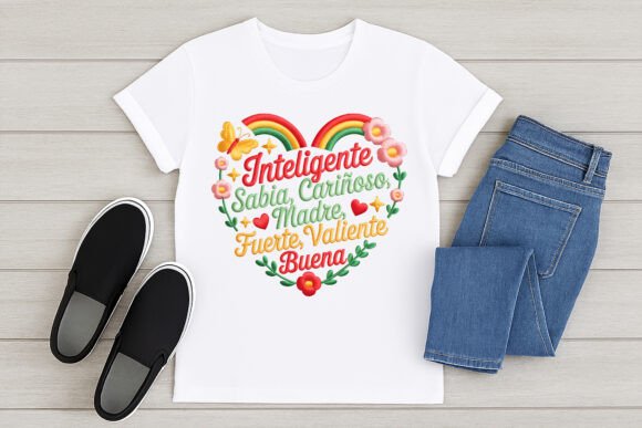 Spanish Mom Quote Floral Heart Design: A Vibrant Graphic Asset