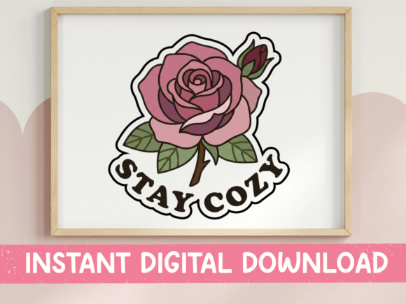 The Stay Cozy Rose Sticker: A Floral Asset for Modern Design