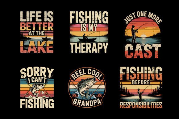 Vintage Fishing T-Shirt Design Bundle: A Designer's Catch
