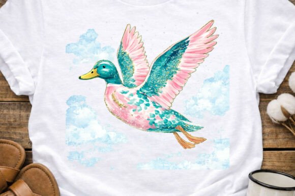 Whimsical Duck Flight Sky PNG Design: A Touch of Magic